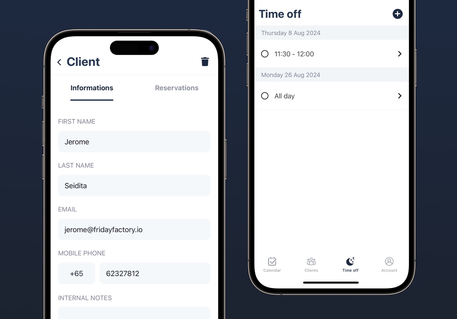 Client & Schedule Management App