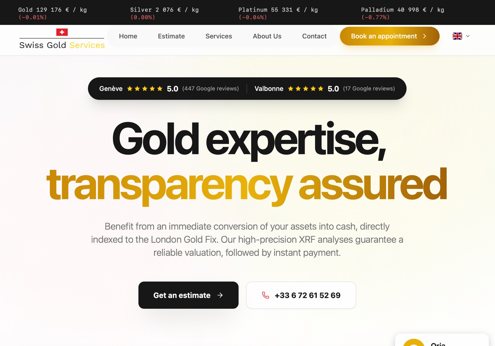 Precious Metals Website with Live Pricing and Calculator